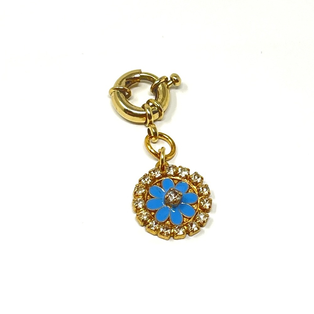 New Anthropologie Tova Blue Flower Crystal Charm
